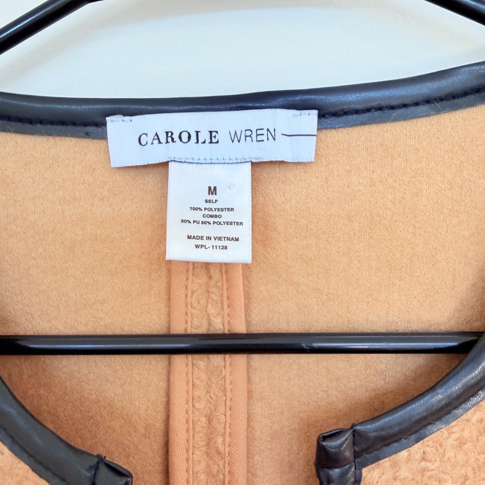 Beautiful Women's Teddy style Jacket in Tan with Black leather like Trim size m - Picture 4 of 9